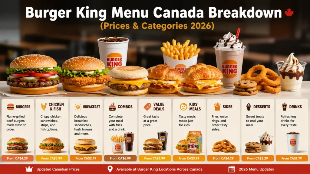 Burger King menu breakdown - Canada 2026