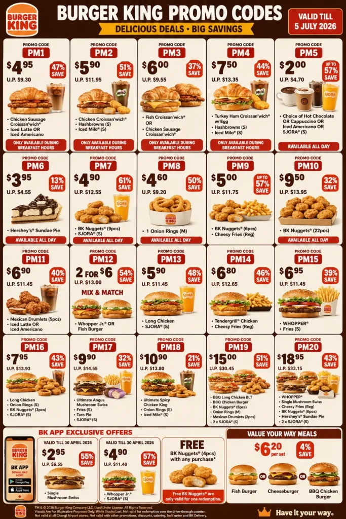 Burger King promo codes and deals

