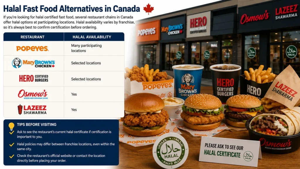 Halal fast food options in Canada